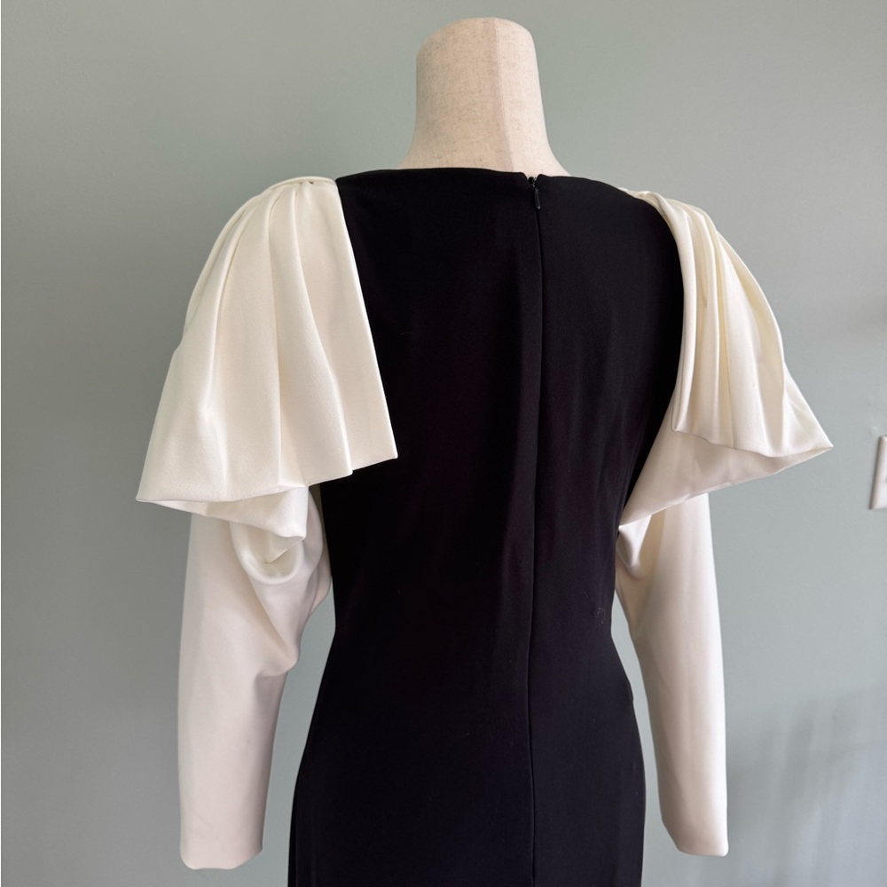 Tadashi Shoji Black/White Long Sleeve Dress Black Tie Gala Formal Holiday  sz M - Picture 8 of 14